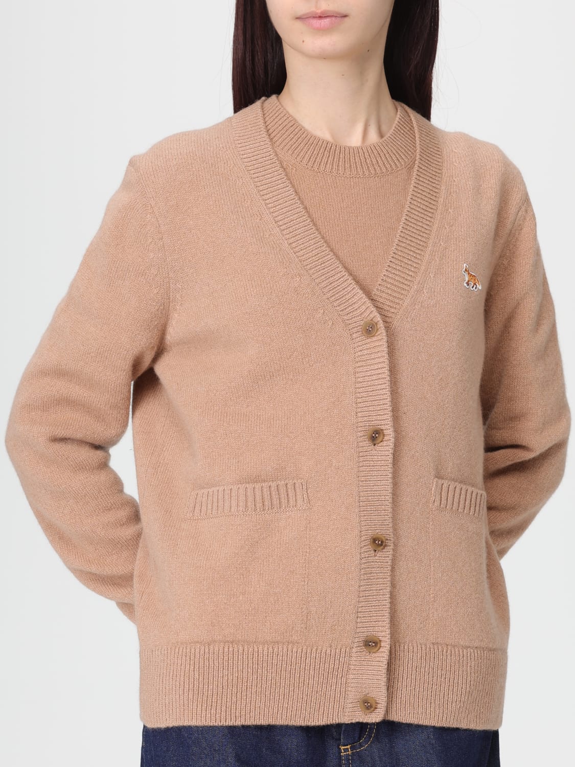 MAISON KITSUNÉ JERSEY: Cárdigan mujer Maison KitsunÉ, Marrón - Img 5