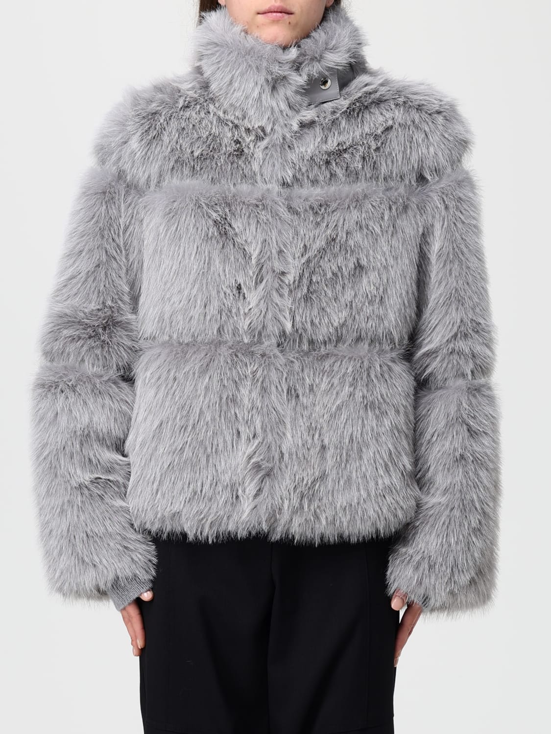 PATRIZIA PEPE FUR COAT: Jacket woman Patrizia Pepe, Grey - Img 1
