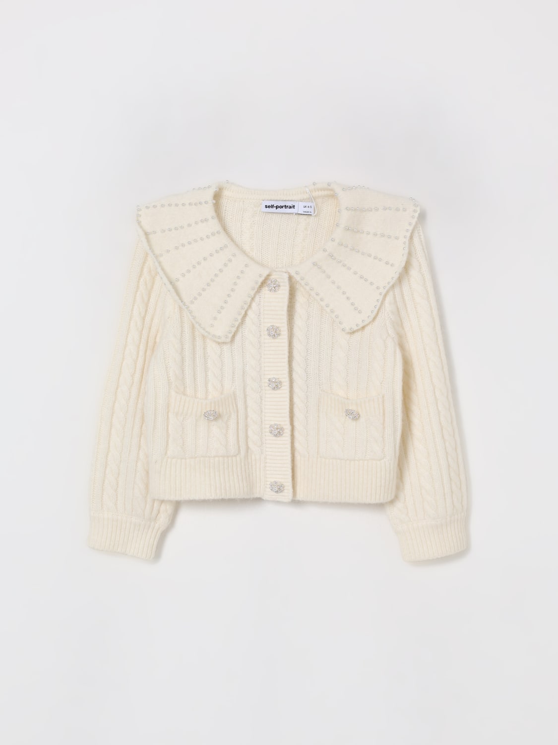 SELF-PORTRAIT SWEATER: Sweater kids Self-portrait, Beige - Img 1