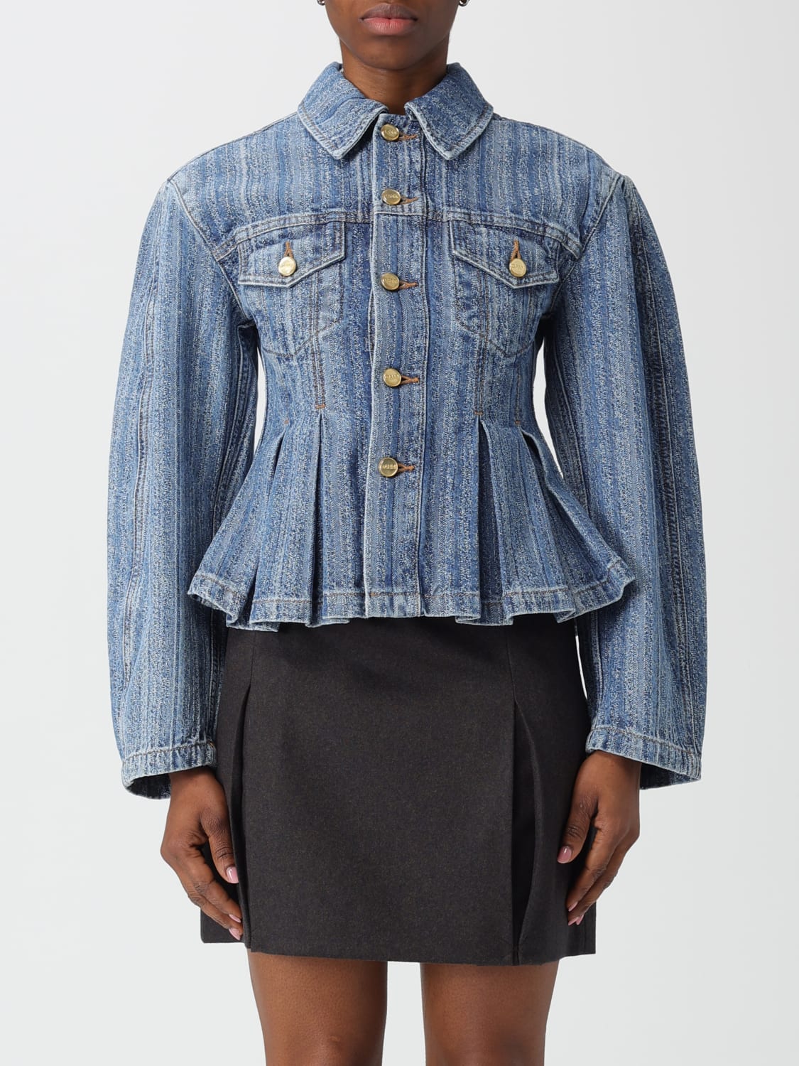 GANNI JACKET: Jacket woman Ganni, Blue - Img 1