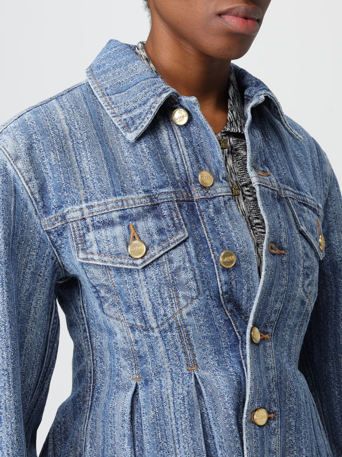 GANNI JACKET: Jacket woman Ganni, Blue - Img 5