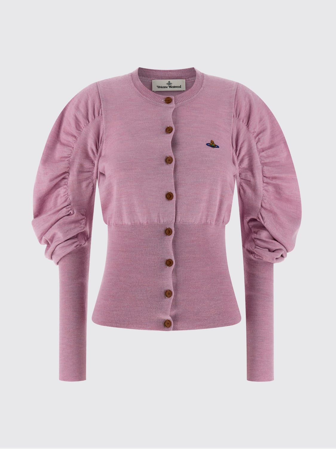 VIVIENNE WESTWOOD MAGLIA: Cardigan Eli Vivienne Westwood in lana vergine , Rosa - Img 1
