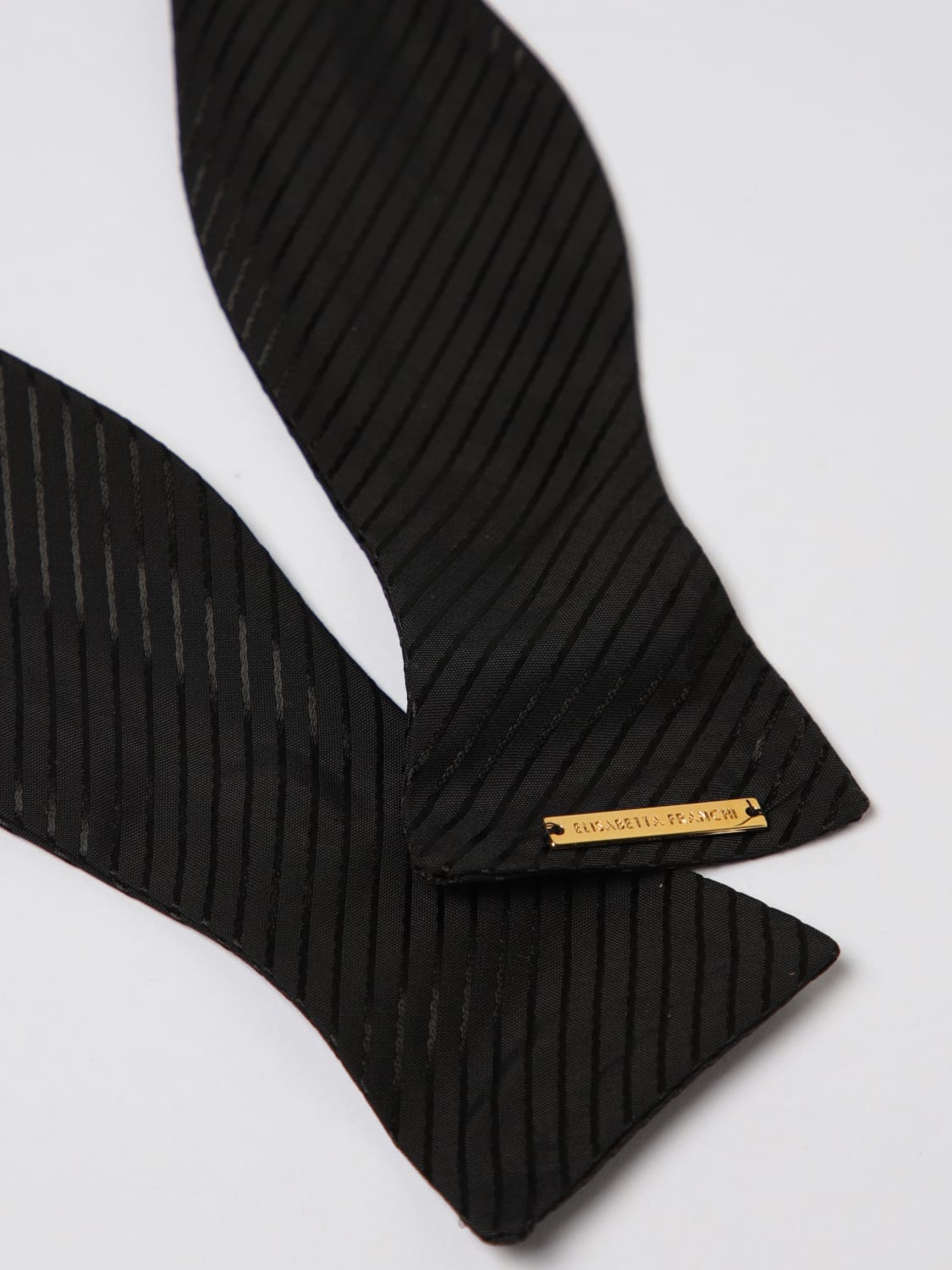 ELISABETTA FRANCHI CRAVATTA: Cravatta Elisabetta Franchi in viscosa a righe jacquard, Nero - Img 3
