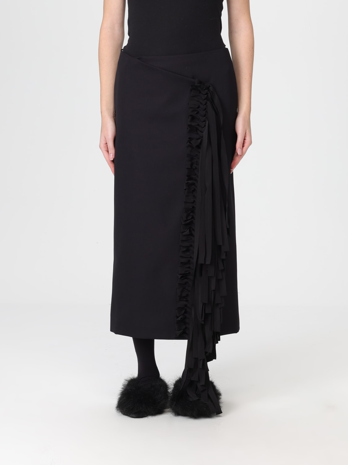 CARVEN GONNA: Gonna Carven in lana con rouches , Nero - Img 1