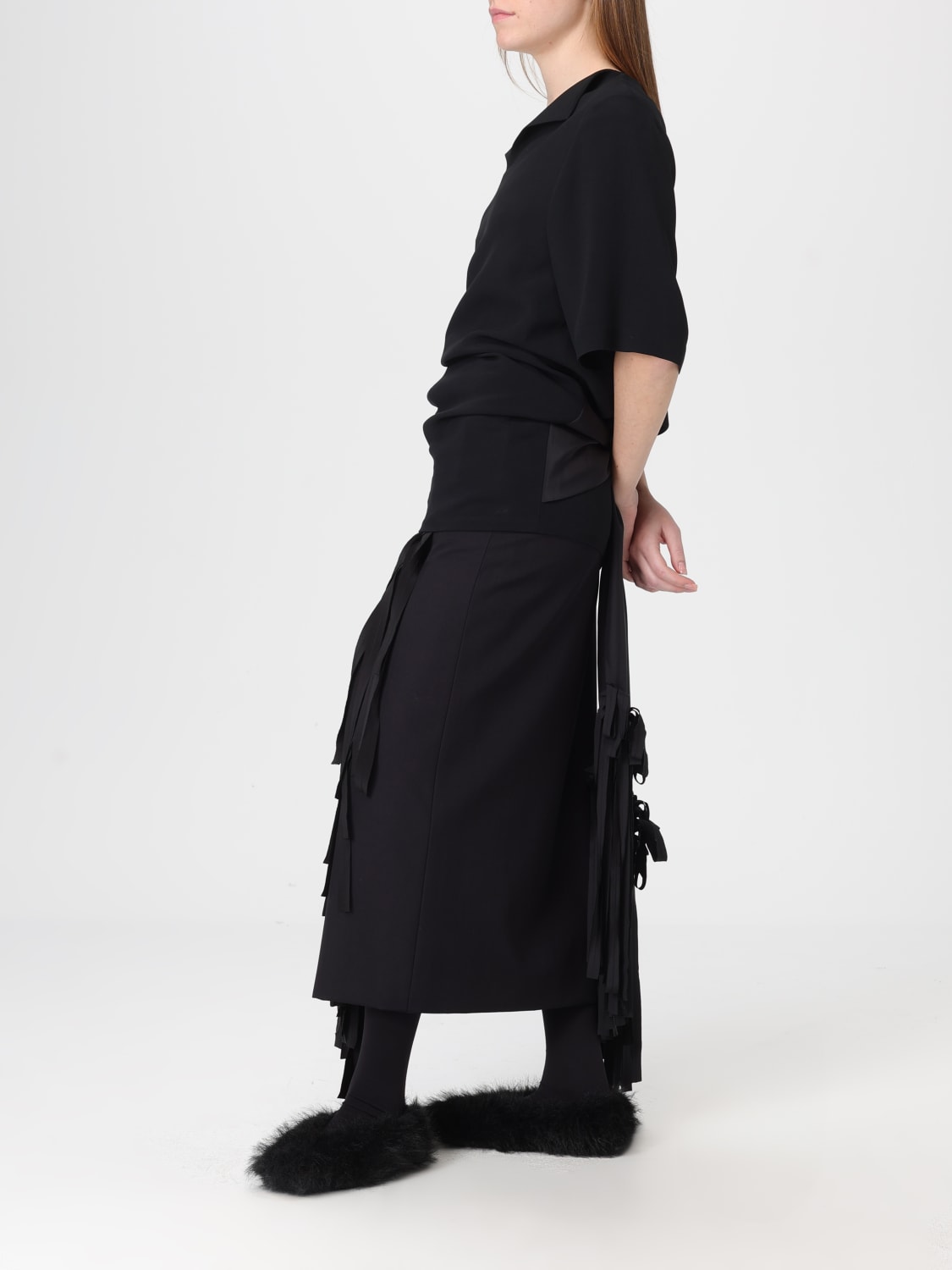 CARVEN GONNA: Gonna Carven in lana con rouches , Nero - Img 2