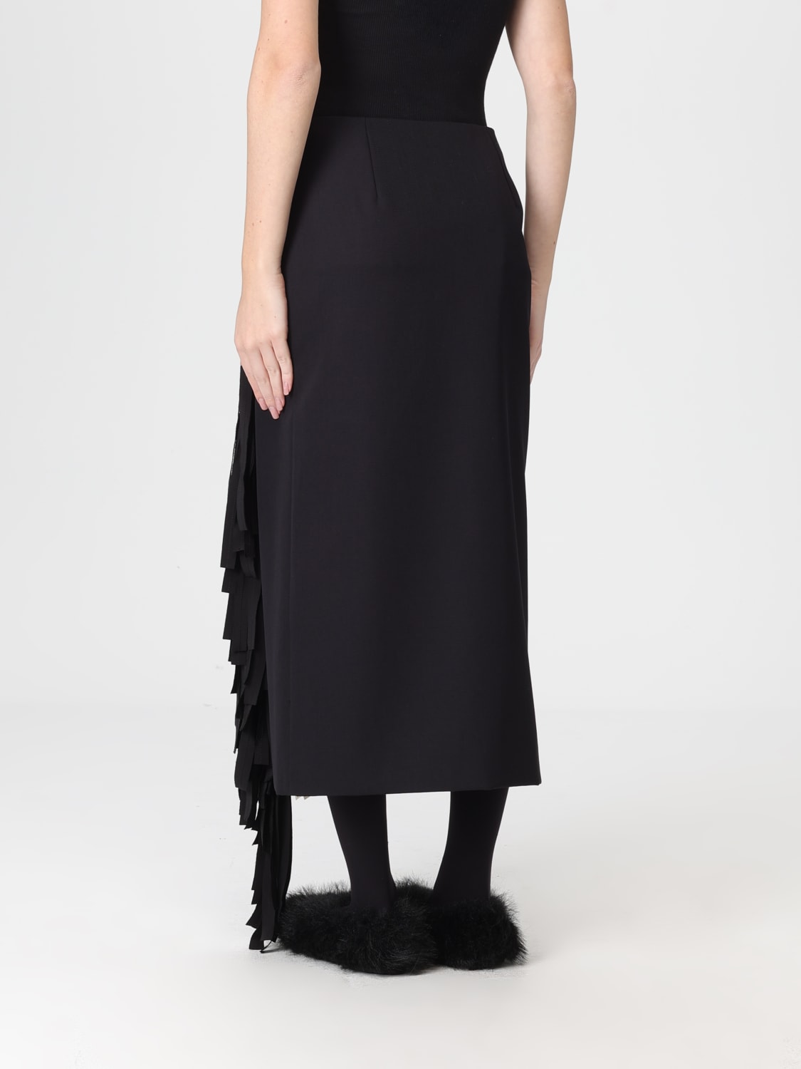 CARVEN GONNA: Gonna Carven in lana con rouches , Nero - Img 3