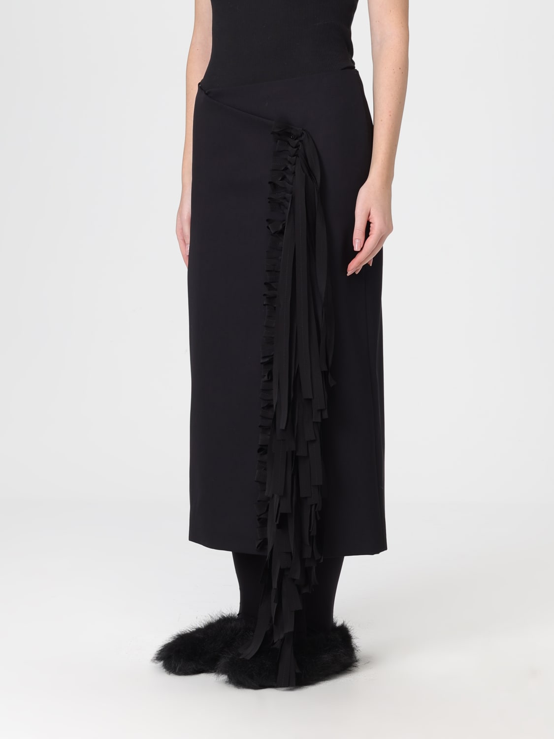 CARVEN GONNA: Gonna Carven in lana con rouches , Nero - Img 4