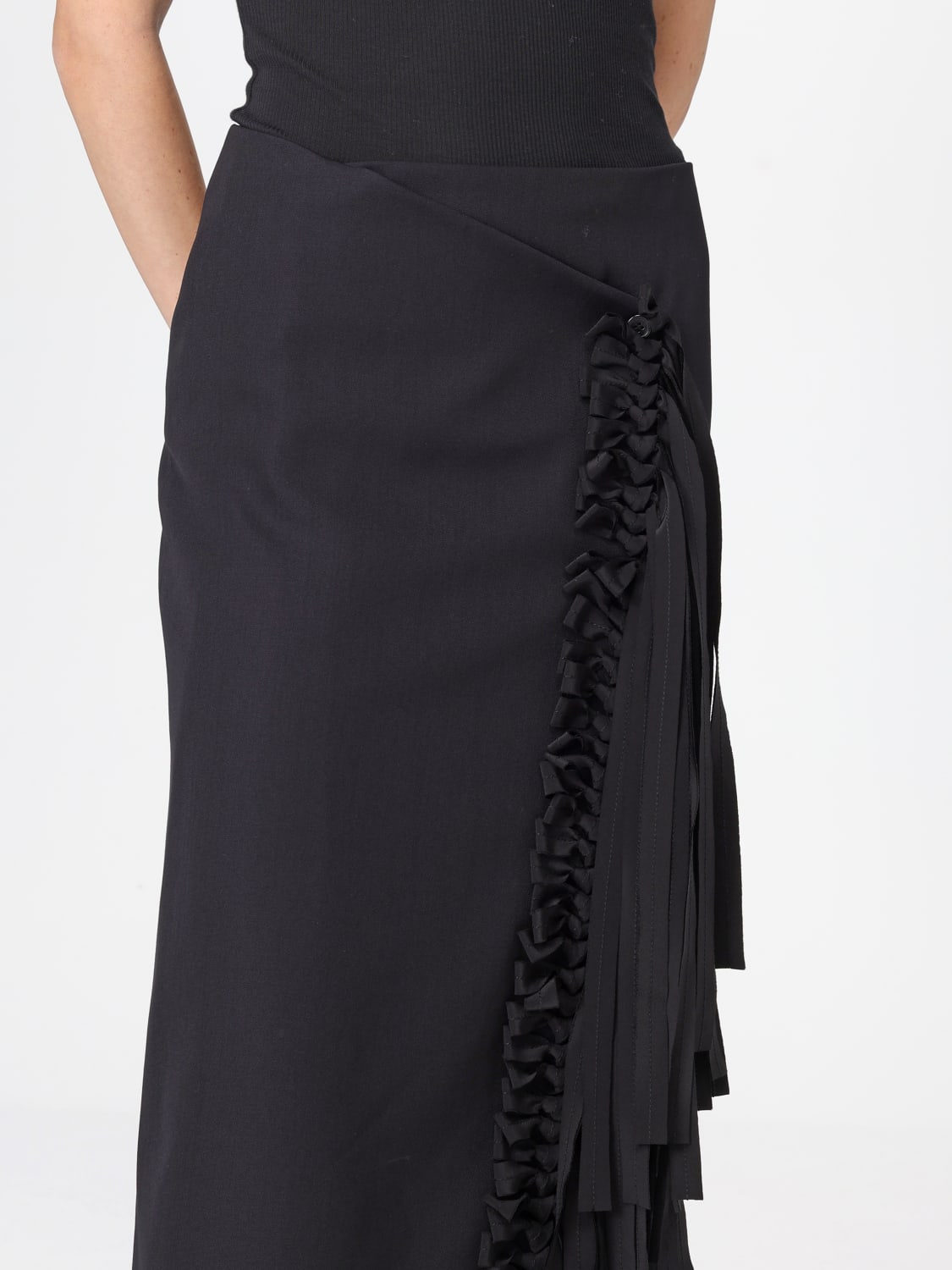 CARVEN GONNA: Gonna Carven in lana con rouches , Nero - Img 5