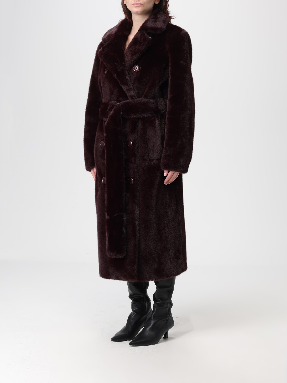 STAND STUDIO PELZMANTEL: Mantel damen Stand Studio, Burgunderrot - Img 3