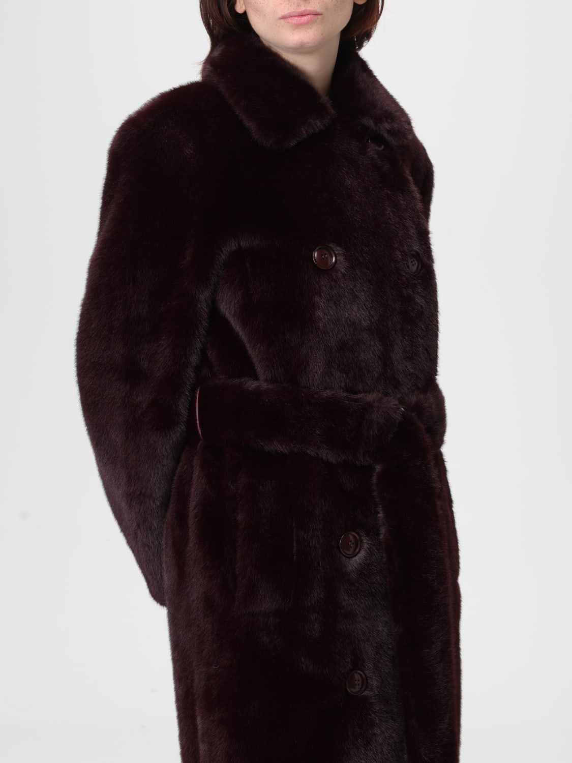 STAND STUDIO PELZMANTEL: Mantel damen Stand Studio, Burgunderrot - Img 4