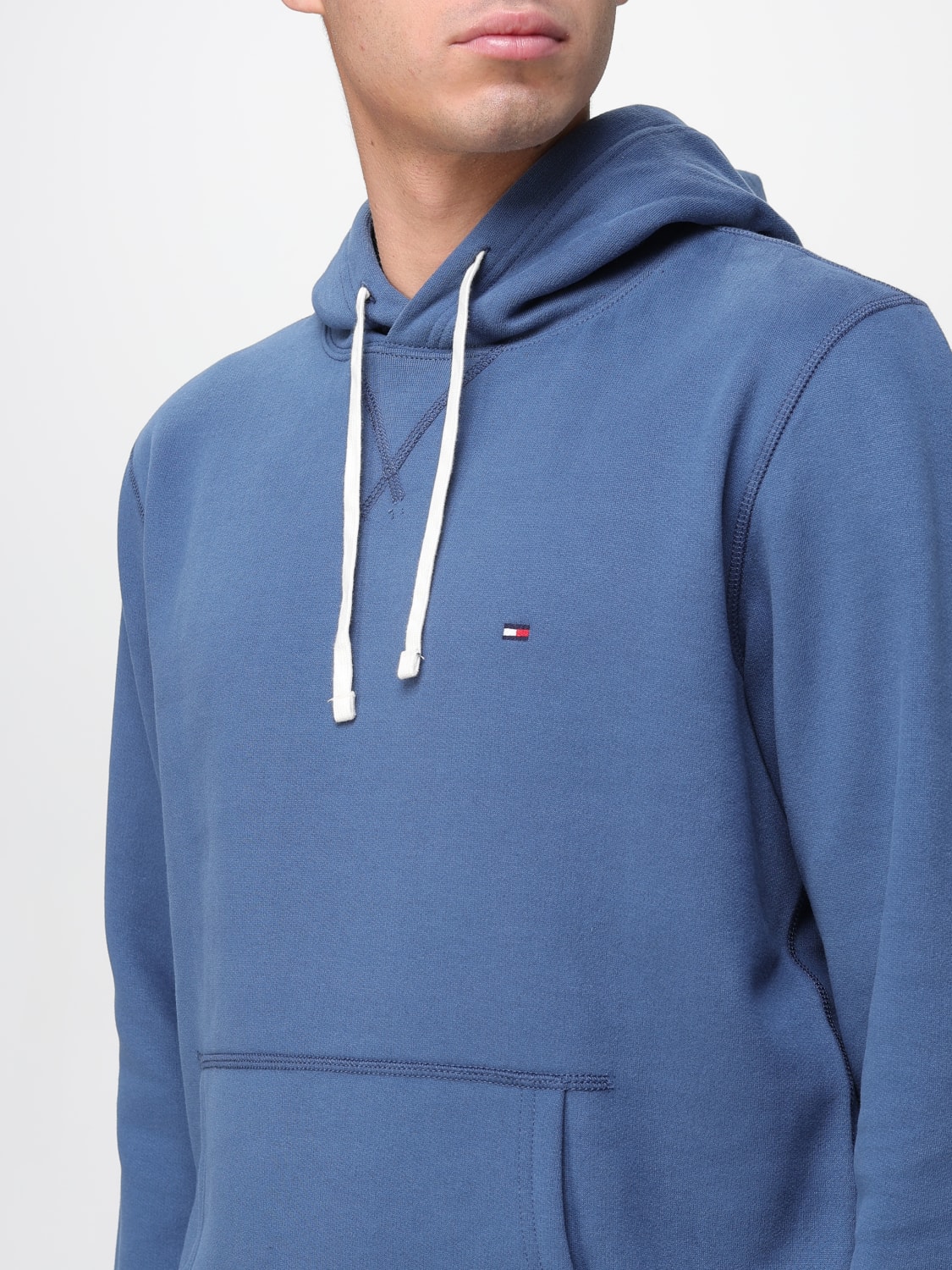 TOMMY HILFIGER FELPA: Felpa in misto cotone con logo Tommy Hilfiger, Blue - Img 3