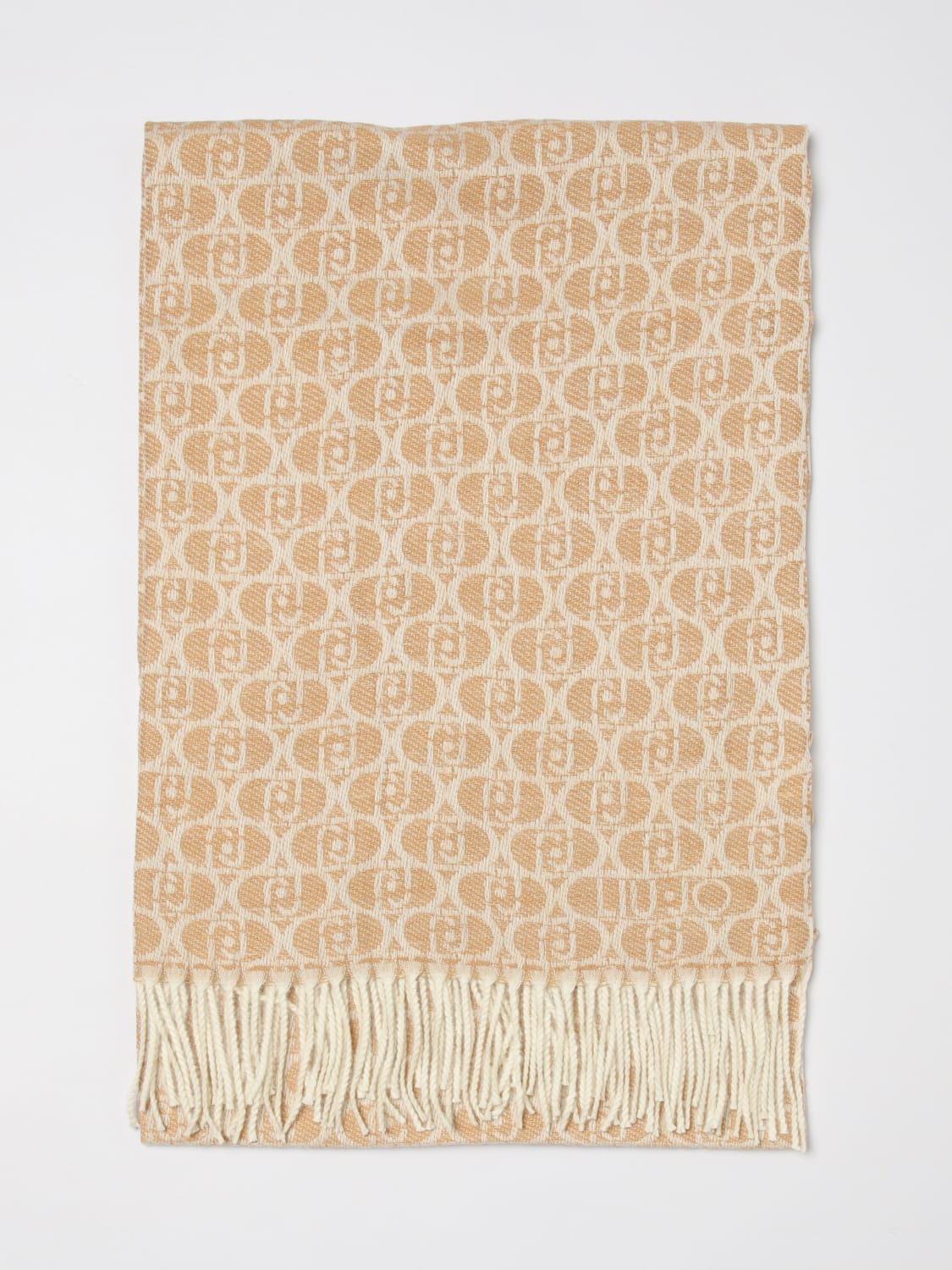 LIU JO SCIARPA: Sciarpa Liu Jo in maglia con monogram jacquard , Cammello - Img 1