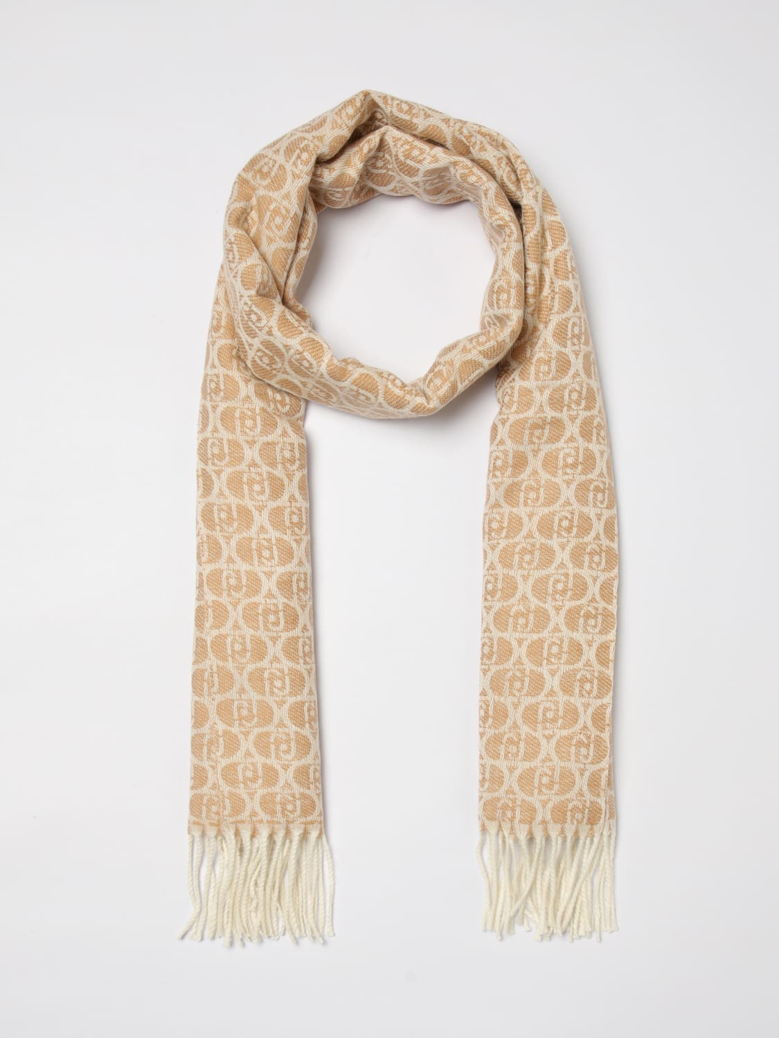 LIU JO SCIARPA: Sciarpa Liu Jo in maglia con monogram jacquard , Cammello - Img 2