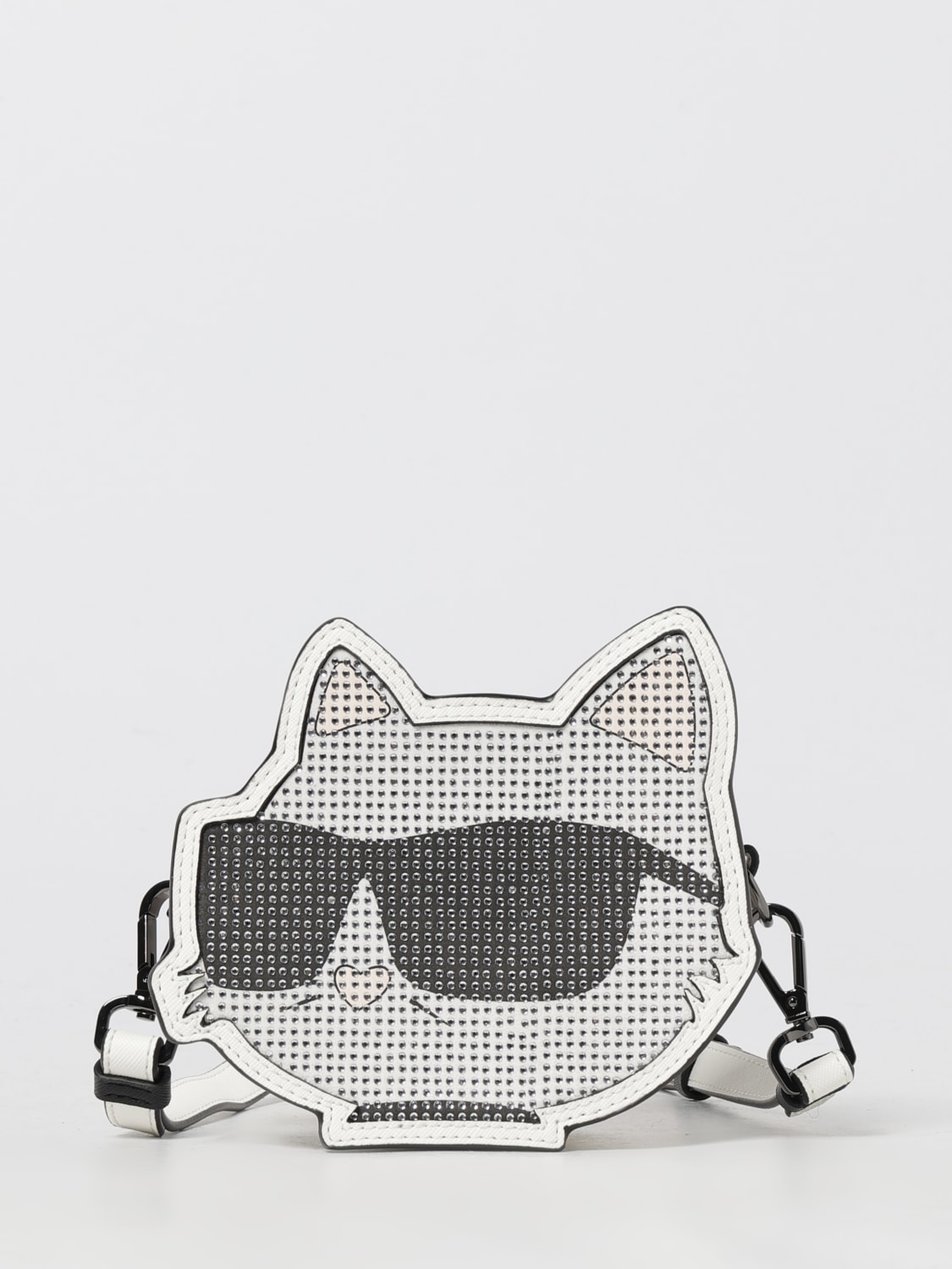 KARL LAGERFELD KIDS BORSA: Borsa Karl Lagerfeld Kids in pelle sintetica saffiano con strass , Bianco - Img 1