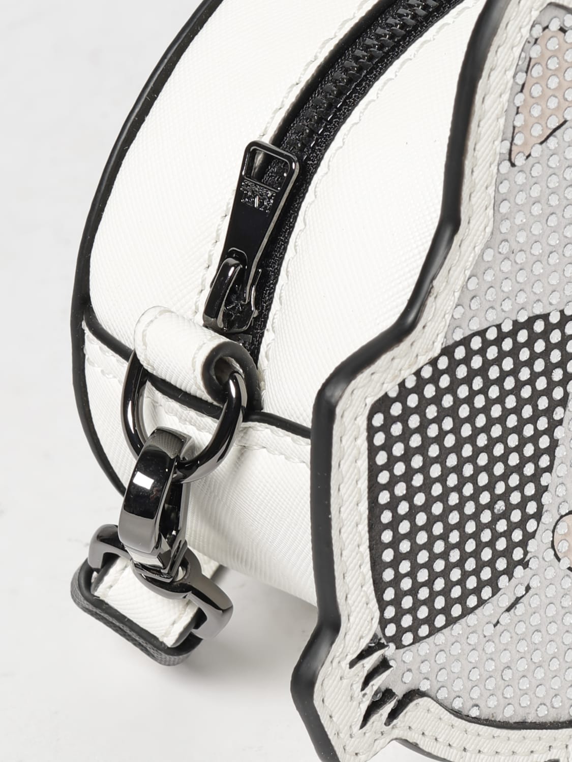 KARL LAGERFELD KIDS BORSA: Borsa Karl Lagerfeld Kids in pelle sintetica saffiano con strass , Bianco - Img 3