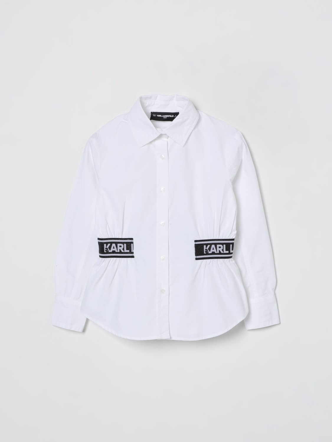 KARL LAGERFELD KIDS CAMICIA: Camicia Karl Lagerfeld Kids in cotone con logo , Bianco - Img 1