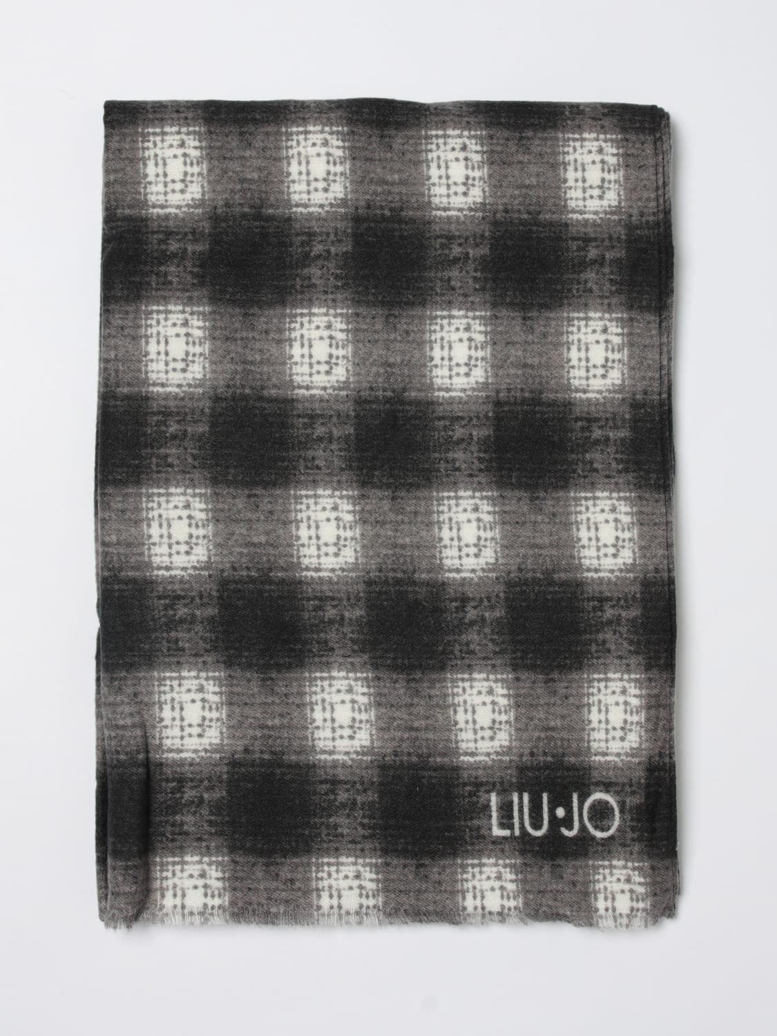 LIU JO SCIARPA: Sciarpa Liu Jo in viscosa stampa check , Nero - Img 1