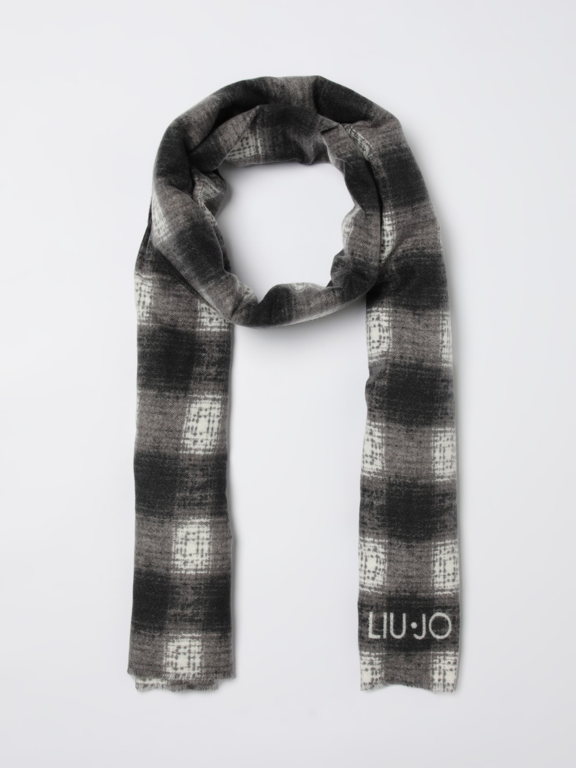 LIU JO SCIARPA: Sciarpa Liu Jo in viscosa stampa check , Nero - Img 2