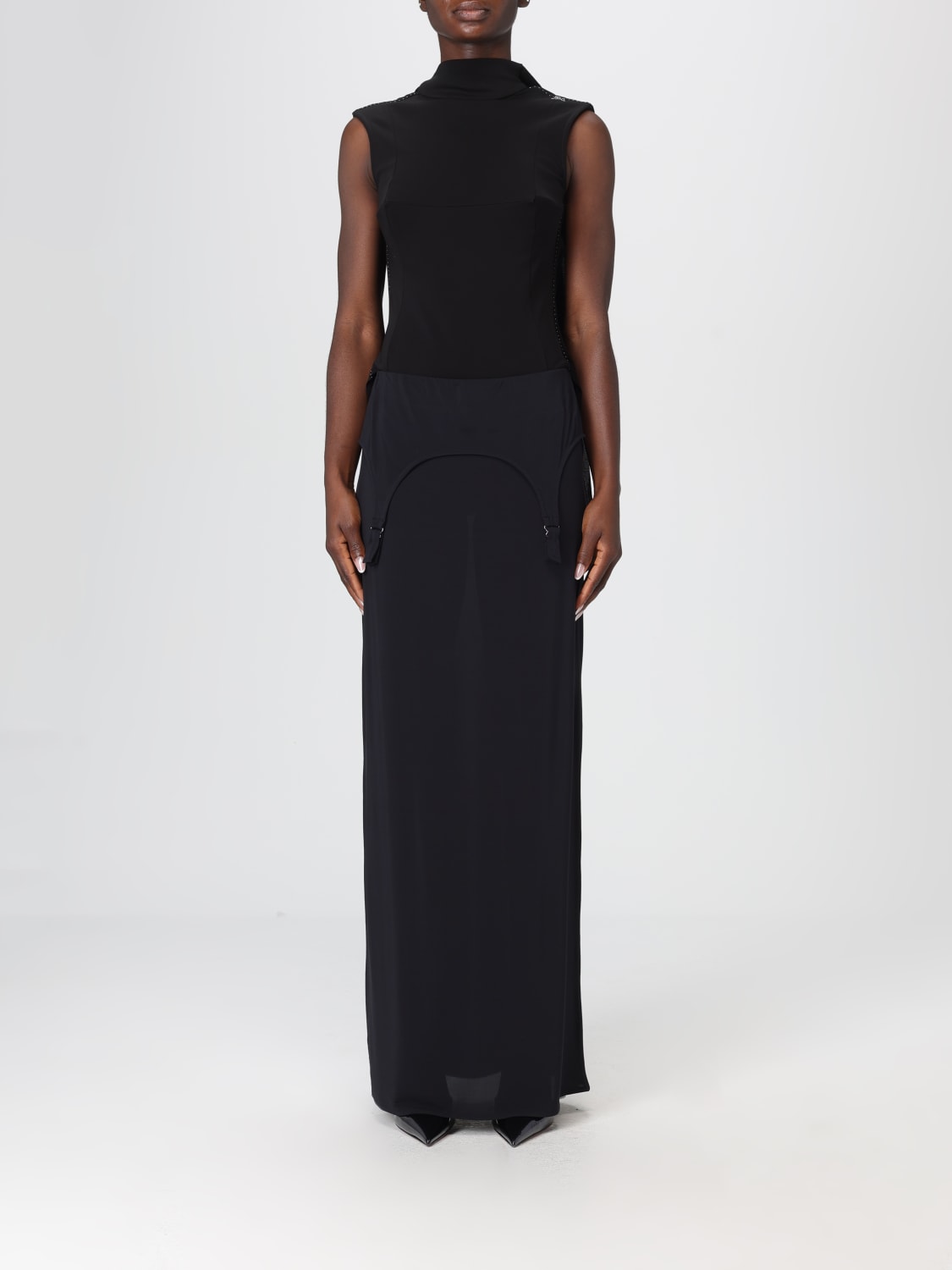 JEAN PAUL GAULTIER TOP: Top a body Jean Paul Gaultier in viscosa stretch asimmetrico , Nero - Img 1