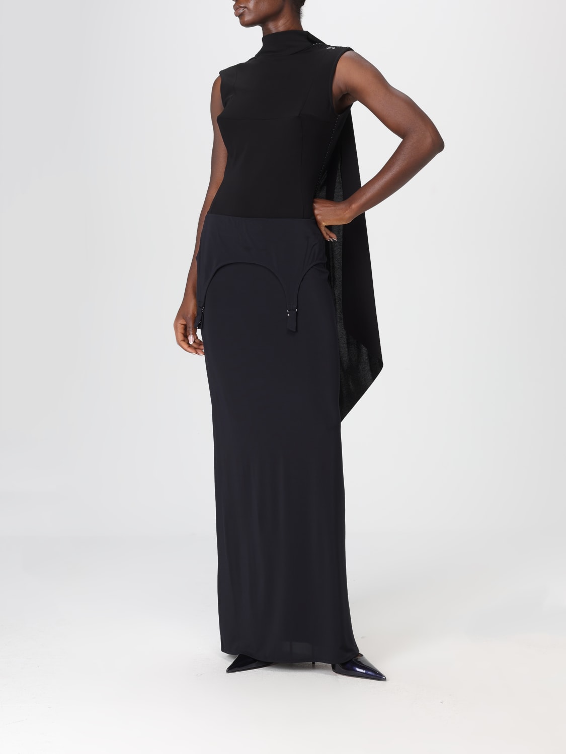 JEAN PAUL GAULTIER TOP: Top a body Jean Paul Gaultier in viscosa stretch asimmetrico , Nero - Img 5