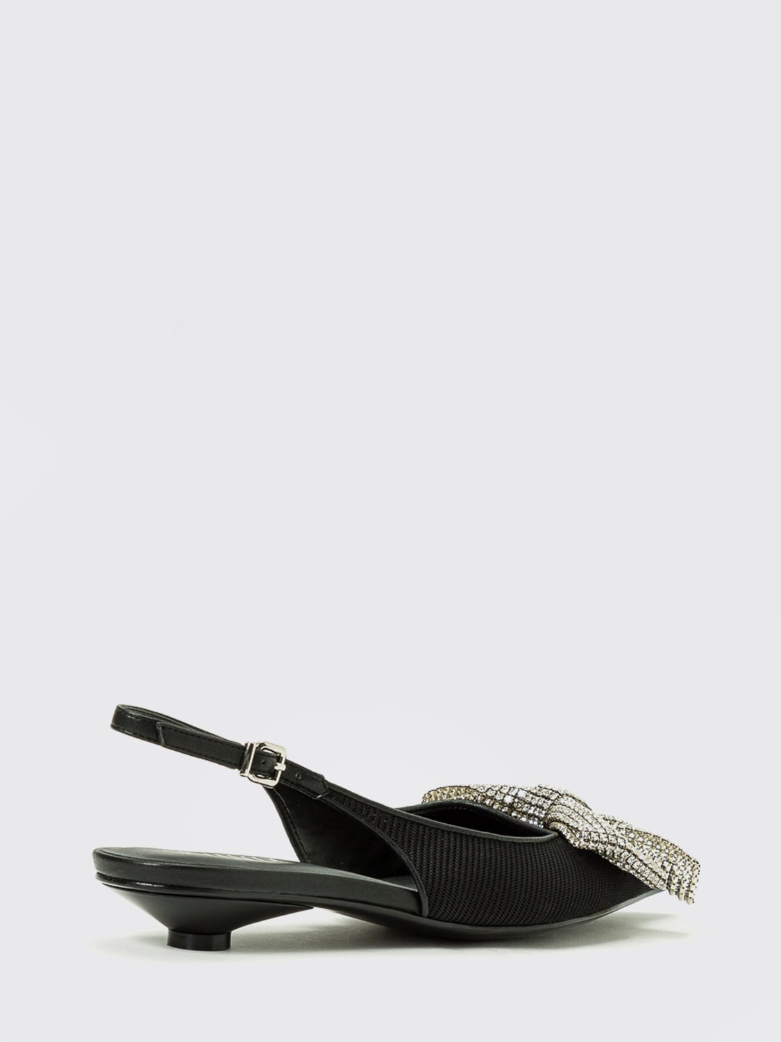 TWINSET ACTITUDE DÉCOLLETÉ: Slingback Twinset Actitude in mesh con fiocco gioiello , Nero - Img 2