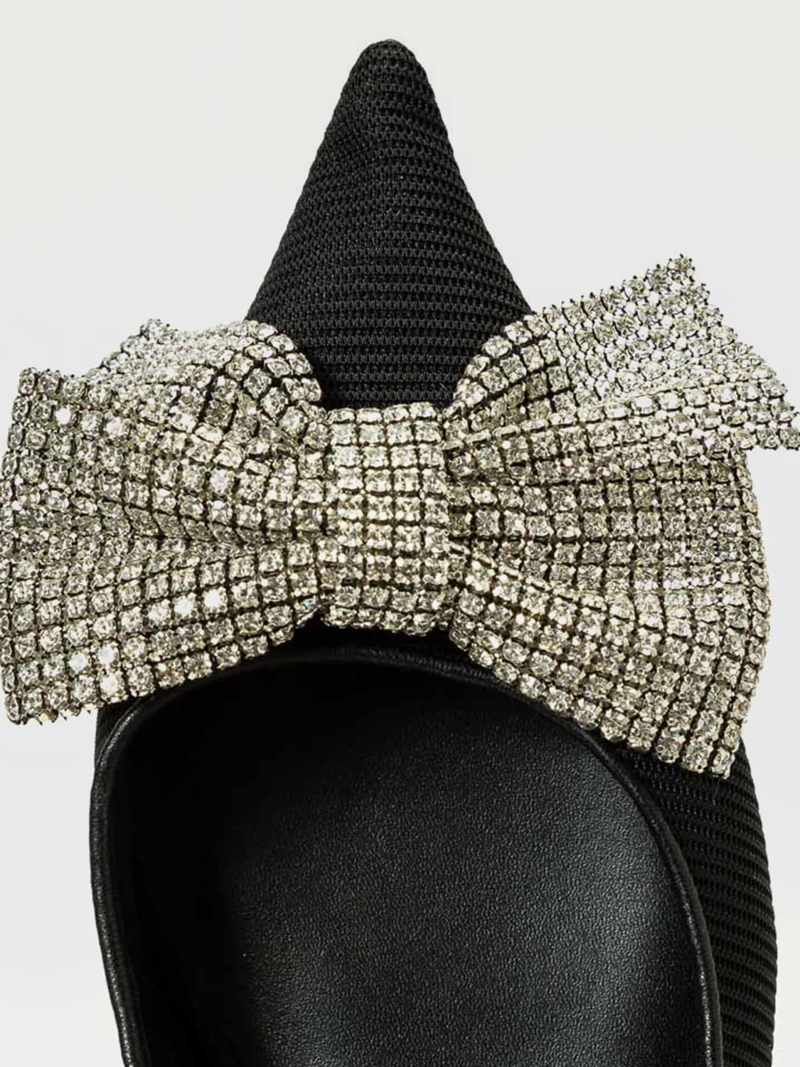 TWINSET ACTITUDE DÉCOLLETÉ: Slingback Twinset Actitude in mesh con fiocco gioiello , Nero - Img 3