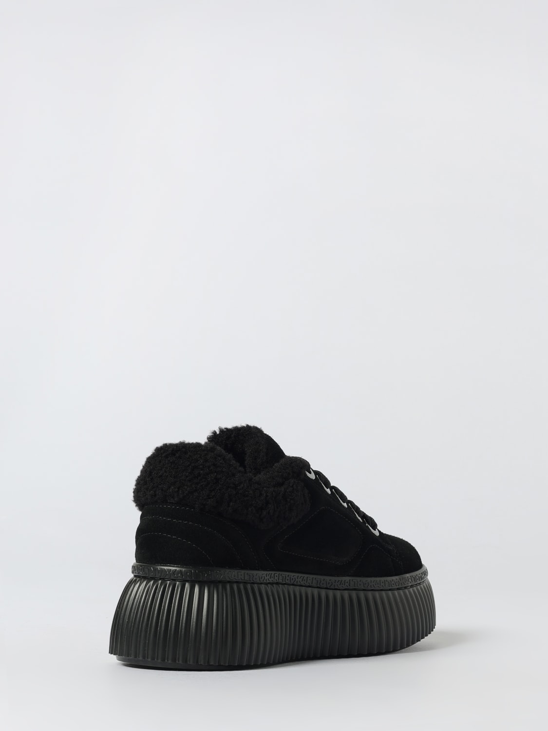 KARL LAGERFELD SNEAKERS: Sneakers platform Karl Lagerfeld in camoscio e shearling , Nero - Img 3