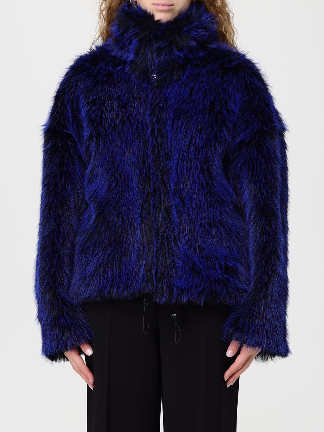 JUST CAVALLI FUR COAT: Fur coat woman Just Cavalli, Blue - Img 1