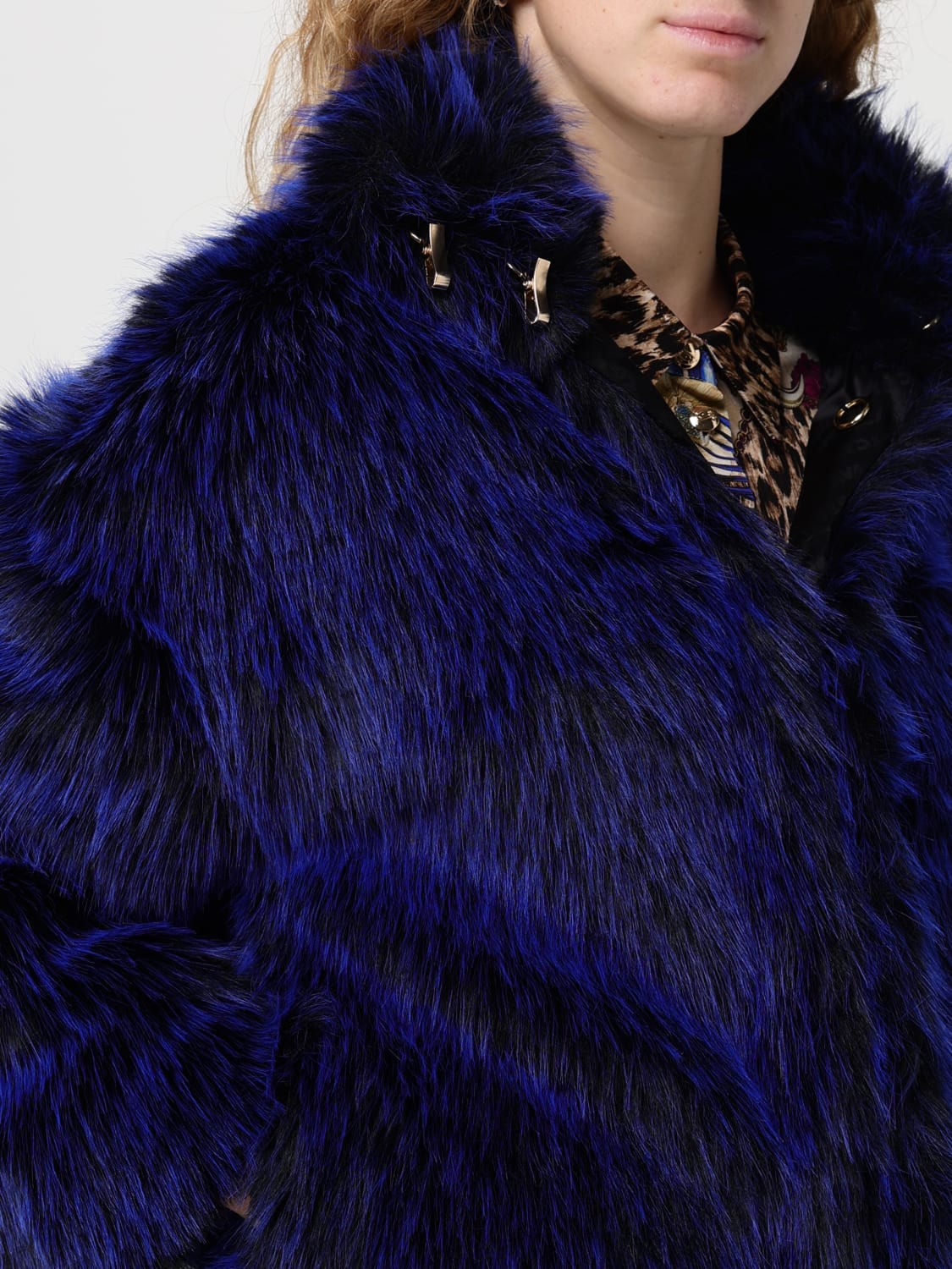 JUST CAVALLI FUR COAT: Fur coat woman Just Cavalli, Blue - Img 4