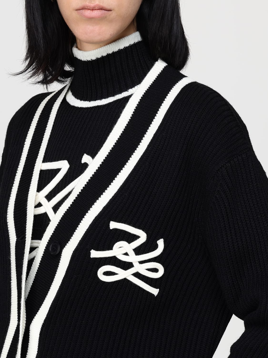 KARL LAGERFELD SWEATER: Cardigan woman Karl Lagerfeld, Black - Img 4