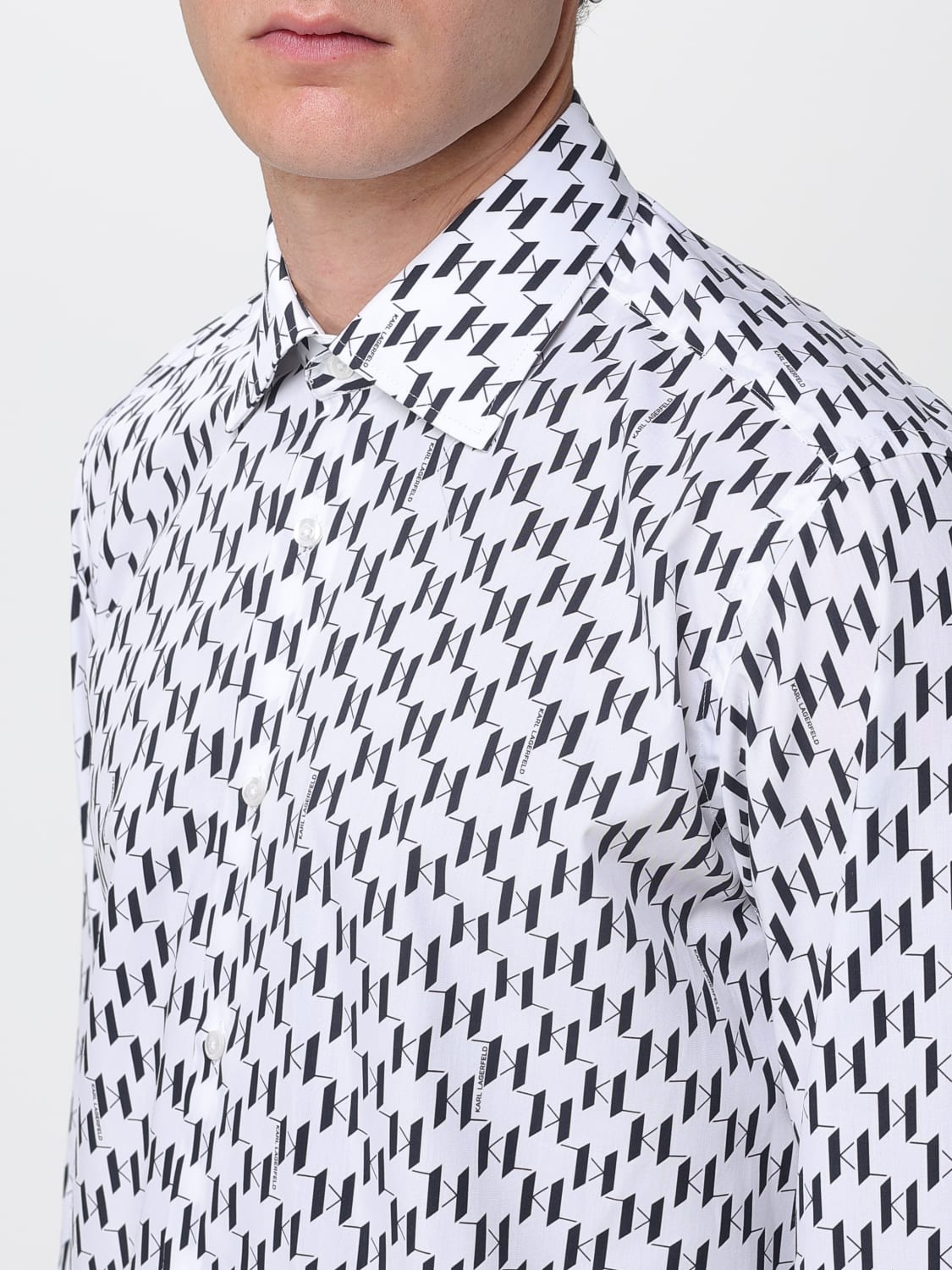 KARL LAGERFELD CAMICIA: Camicia Karl Lagerfeld in cotone con stampa monogram , Bianco - Img 3