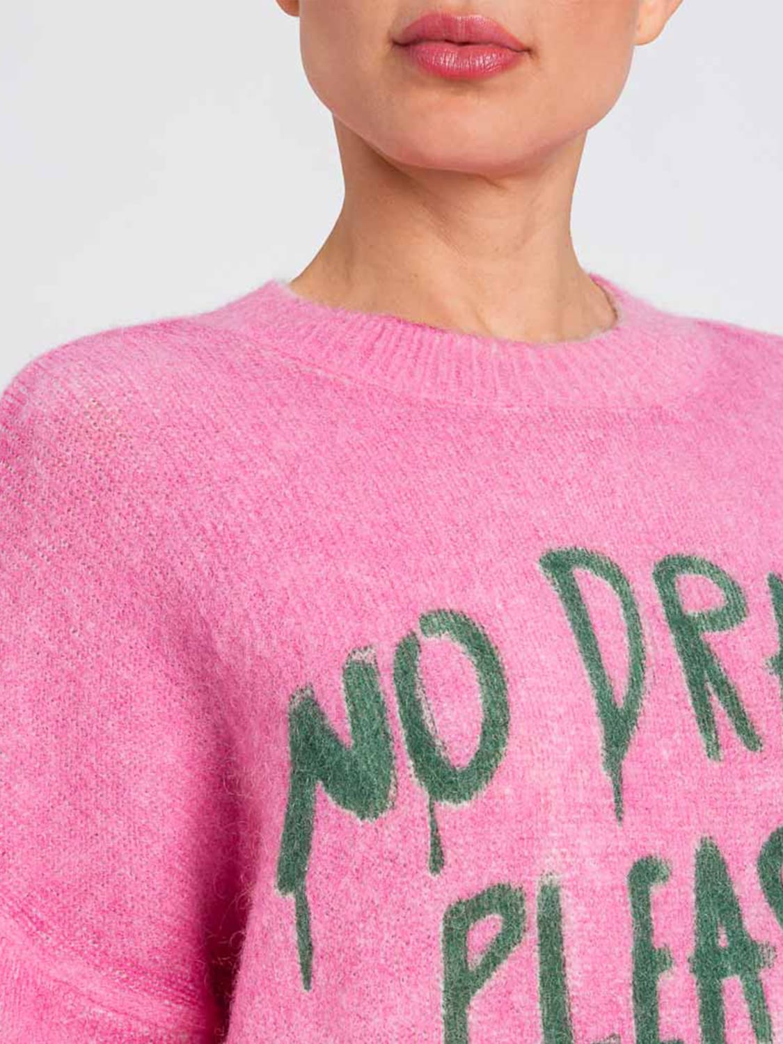 TWINSET ACTITUDE MAGLIA: Maglia in misto lana con slogan Twinset Actitude, Rosa - Img 3