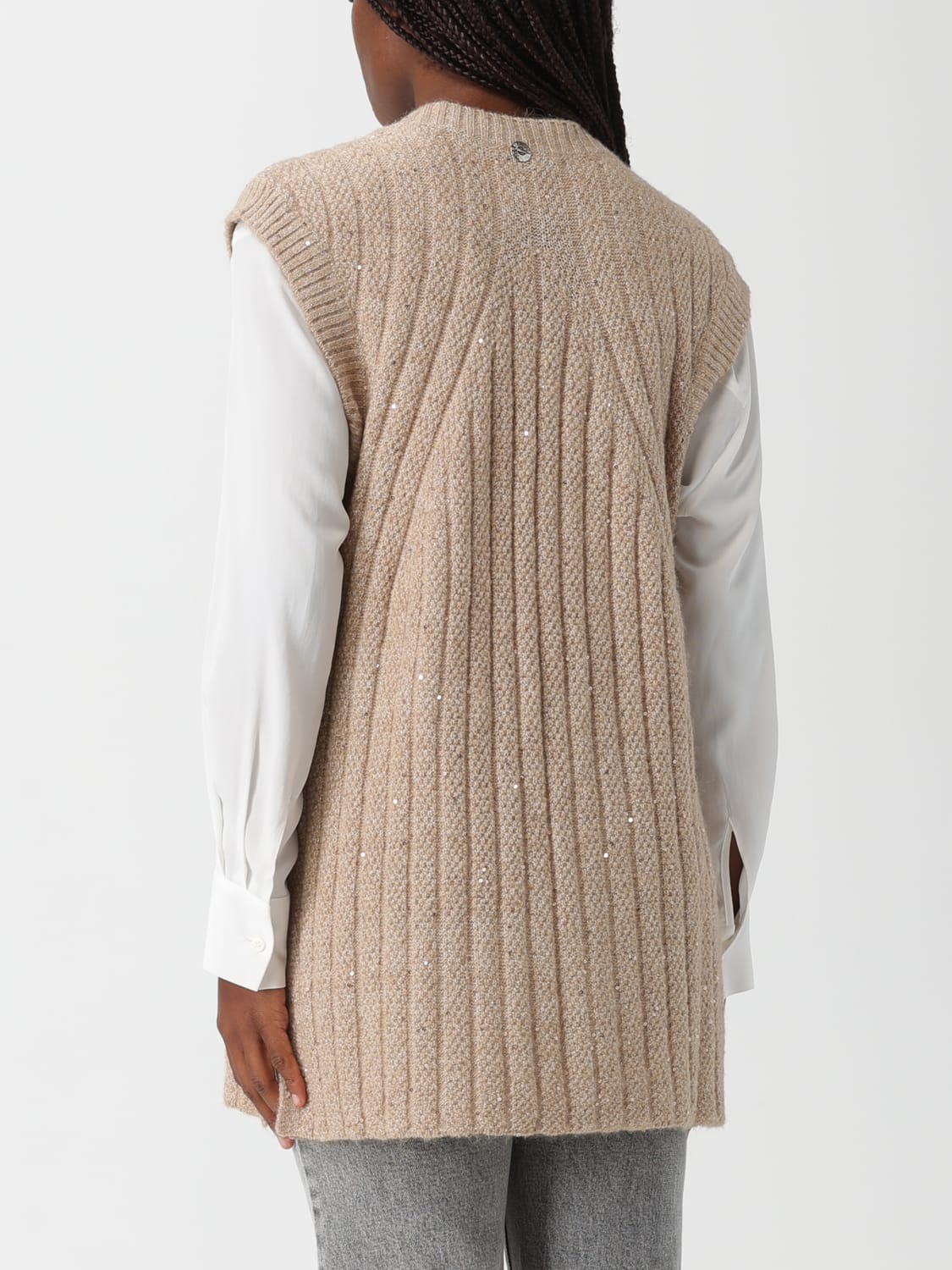 TWINSET ACTITUDE WAISTCOAT: Top woman Twinset Actitude, Beige - Img 2
