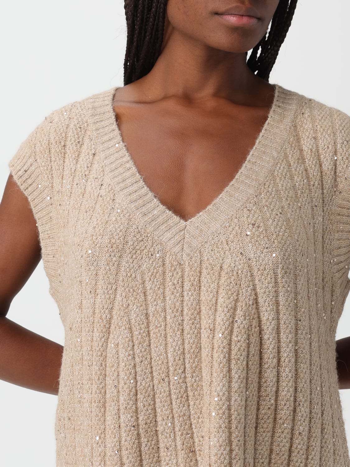 TWINSET ACTITUDE WAISTCOAT: Top woman Twinset Actitude, Beige - Img 3