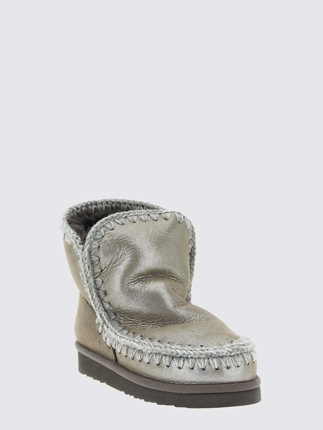 MOU BOOTS: Flat ankle boot woman Mou, Silver - Img 2