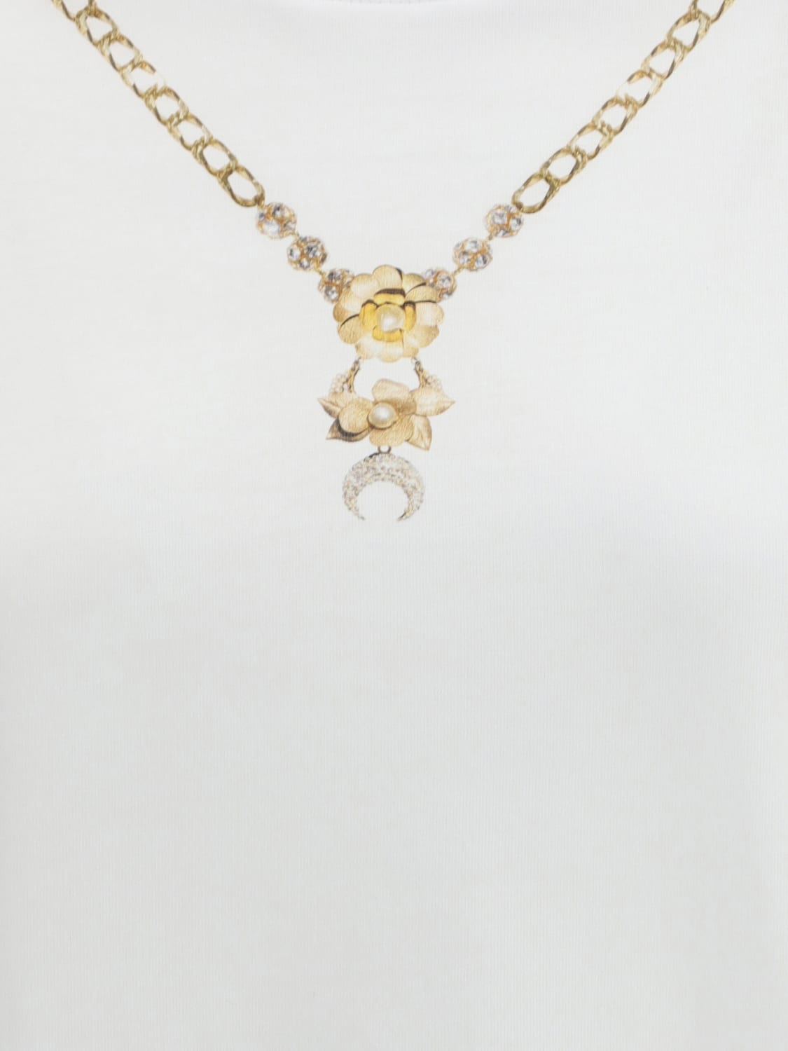 MARINE SERRE T-SHIRTS: T-shirts in cotone con dettaglio gioiello Marine Serre, Bianco - Img 3