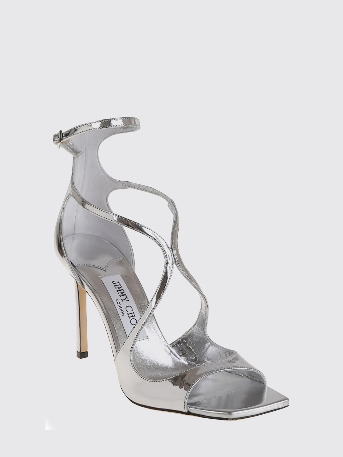 JIMMY CHOO SANDALI CON TACCO: Sandalo Azia Jimmy Choo in vernice laminata , Silver - Img 2