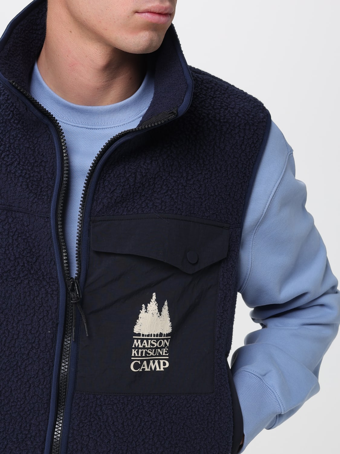 MAISON KITSUNÉ SUIT VEST: Sweater men Maison KitsunÉ, Blue - Img 4