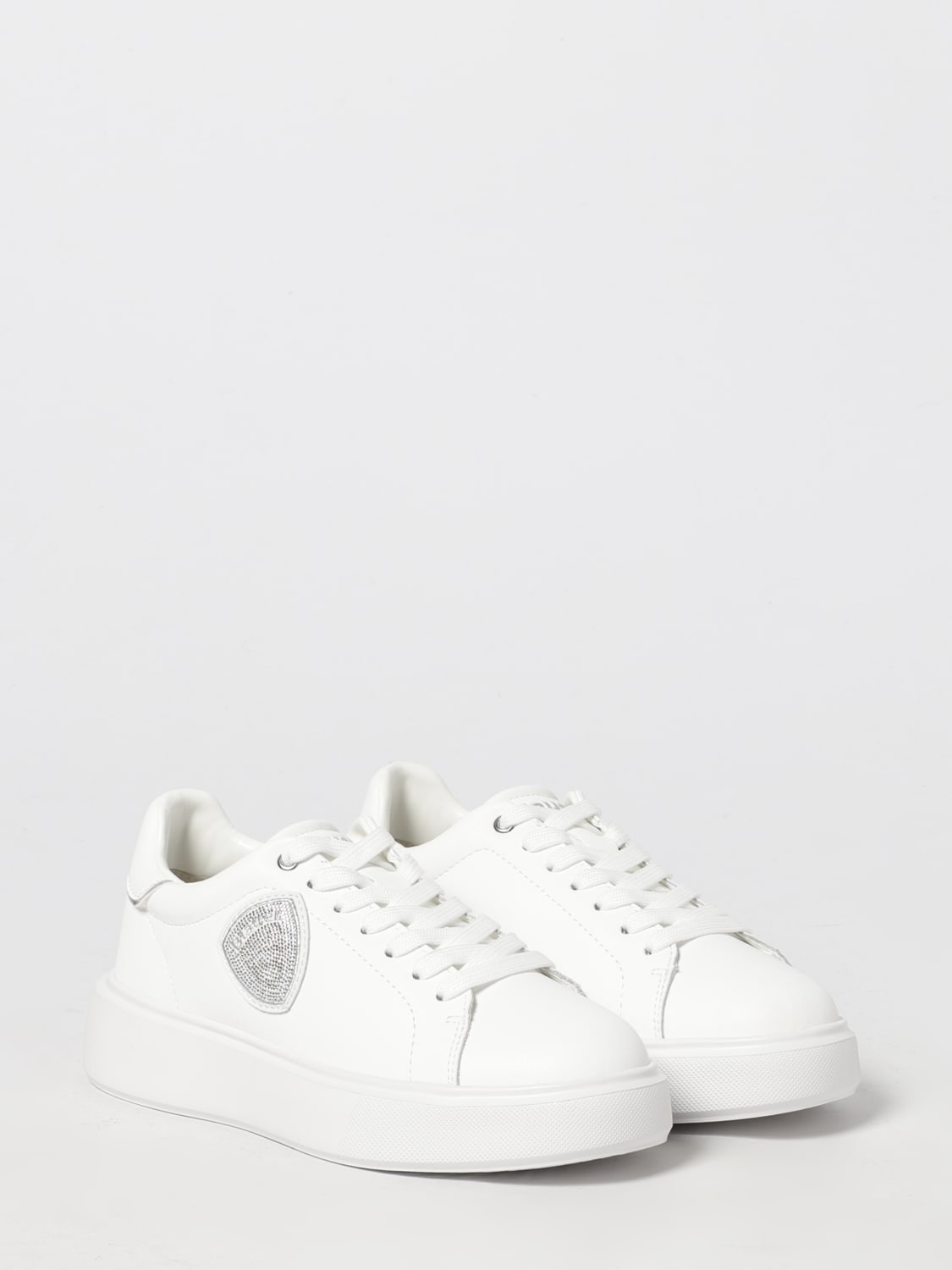 BLAUER SNEAKERS: Sneakers Blauer in pelle con logo di strass, Bianco - Img 2