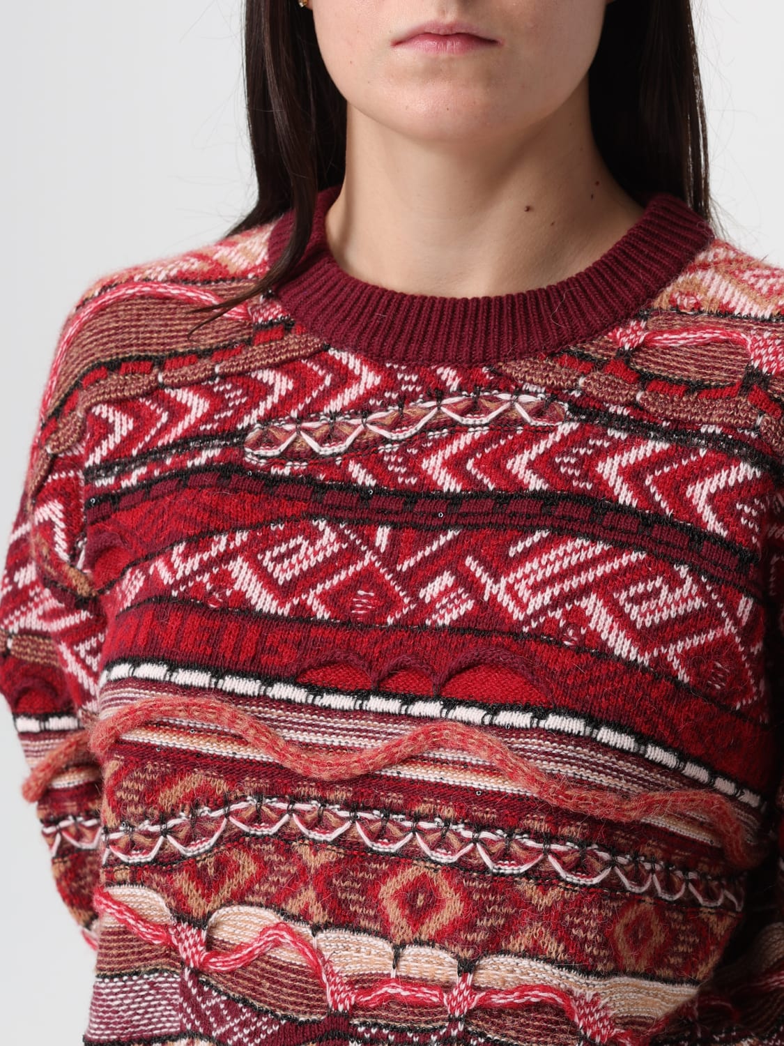 LANEUS MAGLIA: Maglia a girocollo in Alpaca Laneus, Bordeaux - Img 3