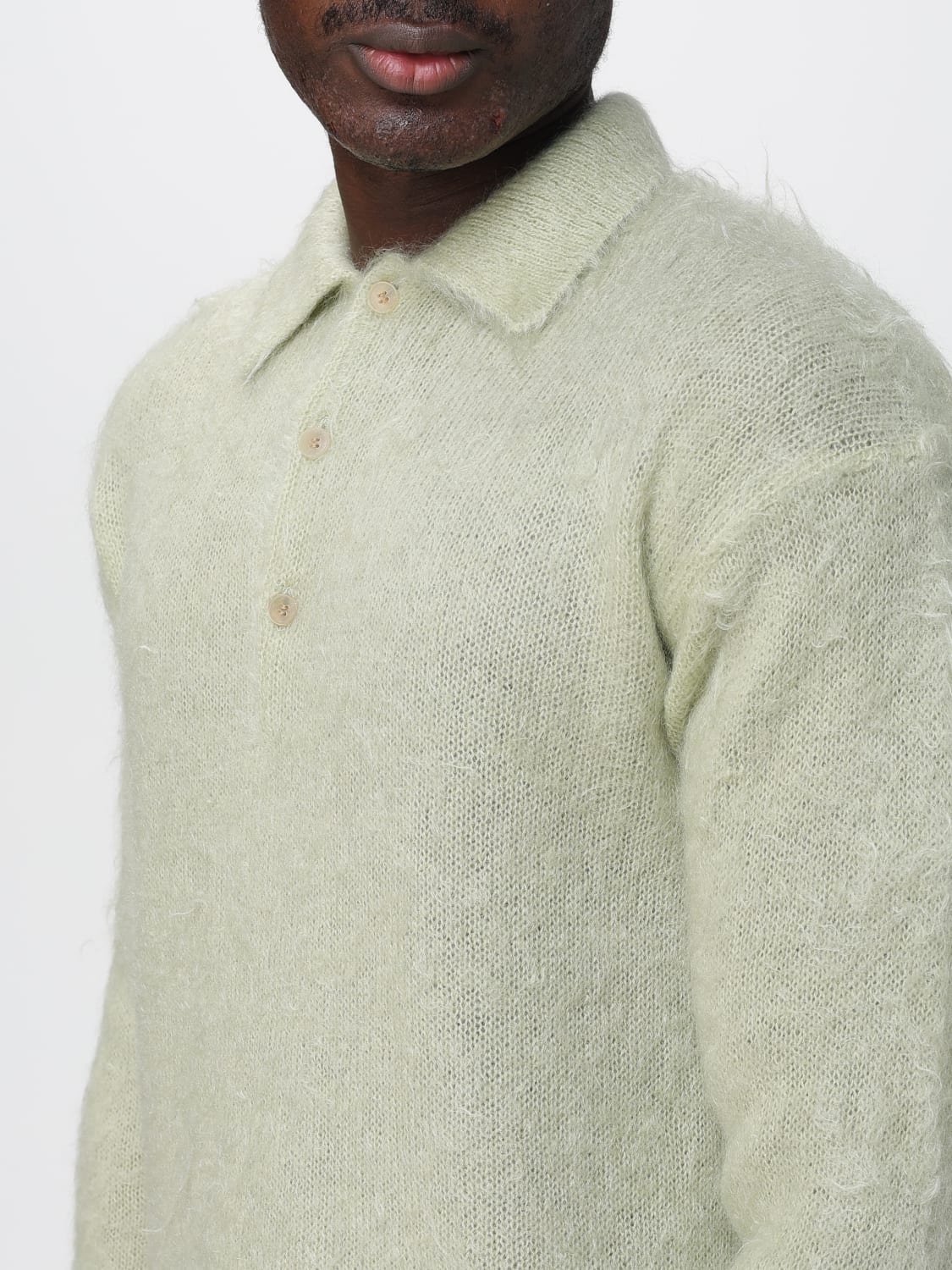 AURALEE POLO SHIRT: Sweater men Auralee, Kaki - Img 4