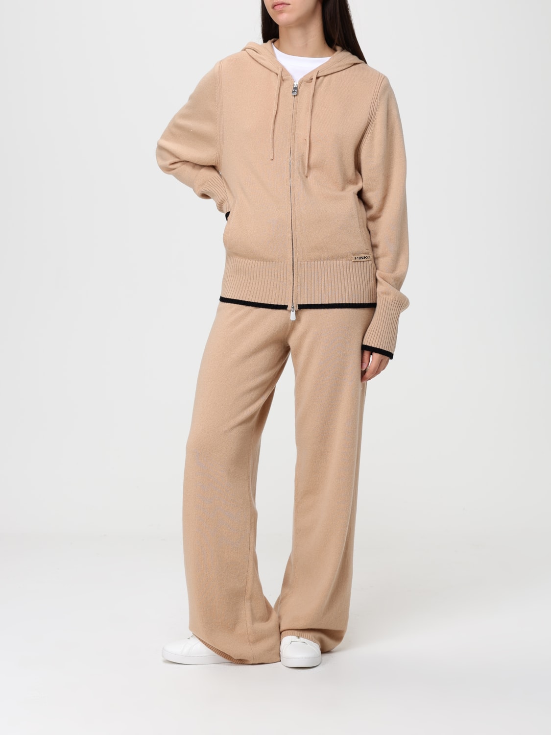 PINKO FELPA: Cardigan di lana con cappuccio Pinko, Beige - Img 2