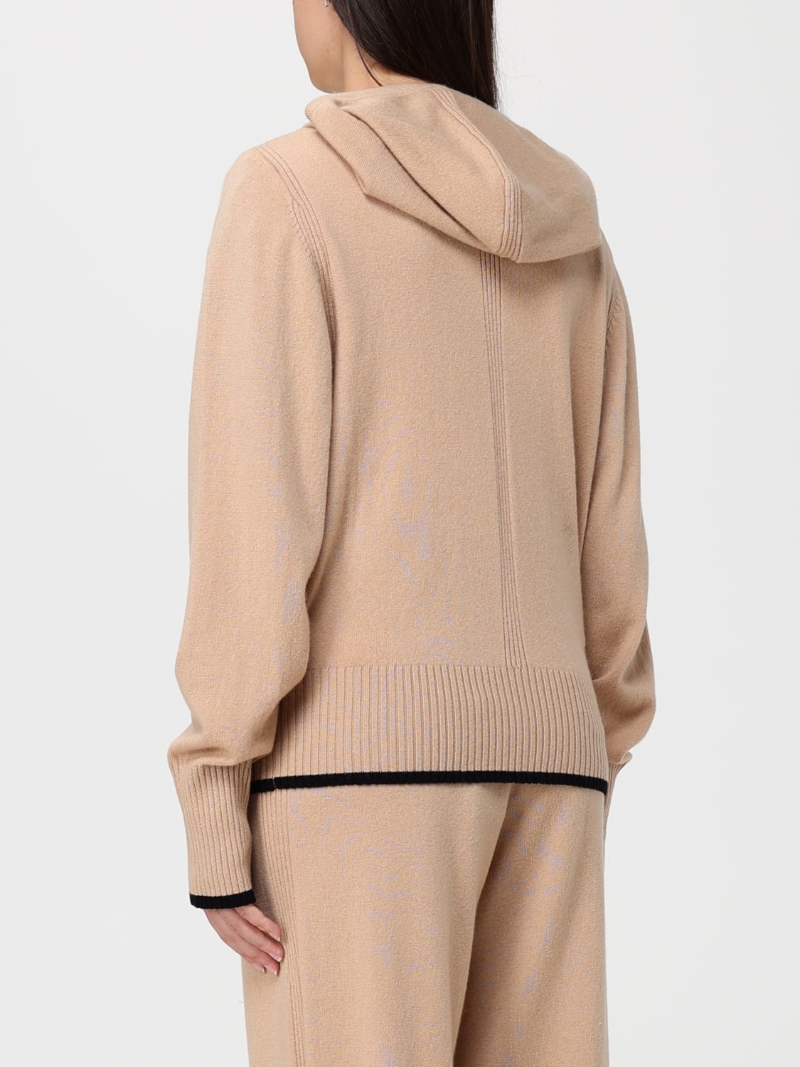PINKO FELPA: Cardigan di lana con cappuccio Pinko, Beige - Img 3