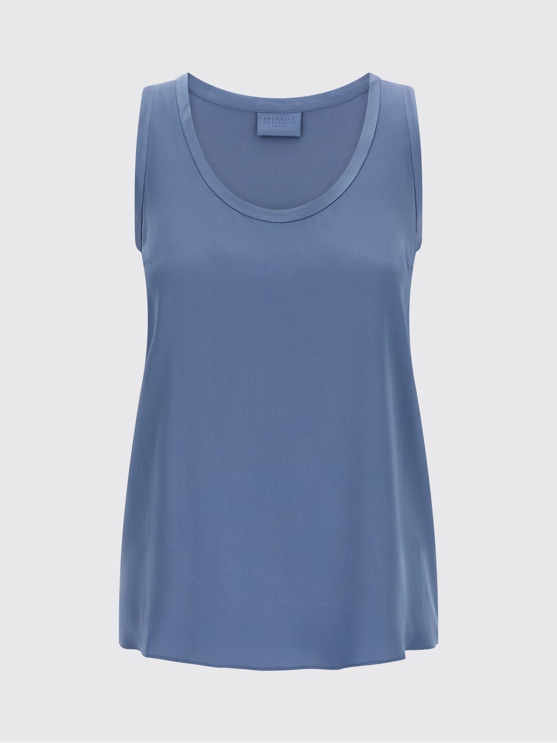 BRUNELLO CUCINELLI TOP: Top Brunello Cucinelli in seta stretch , Blue - Img 1