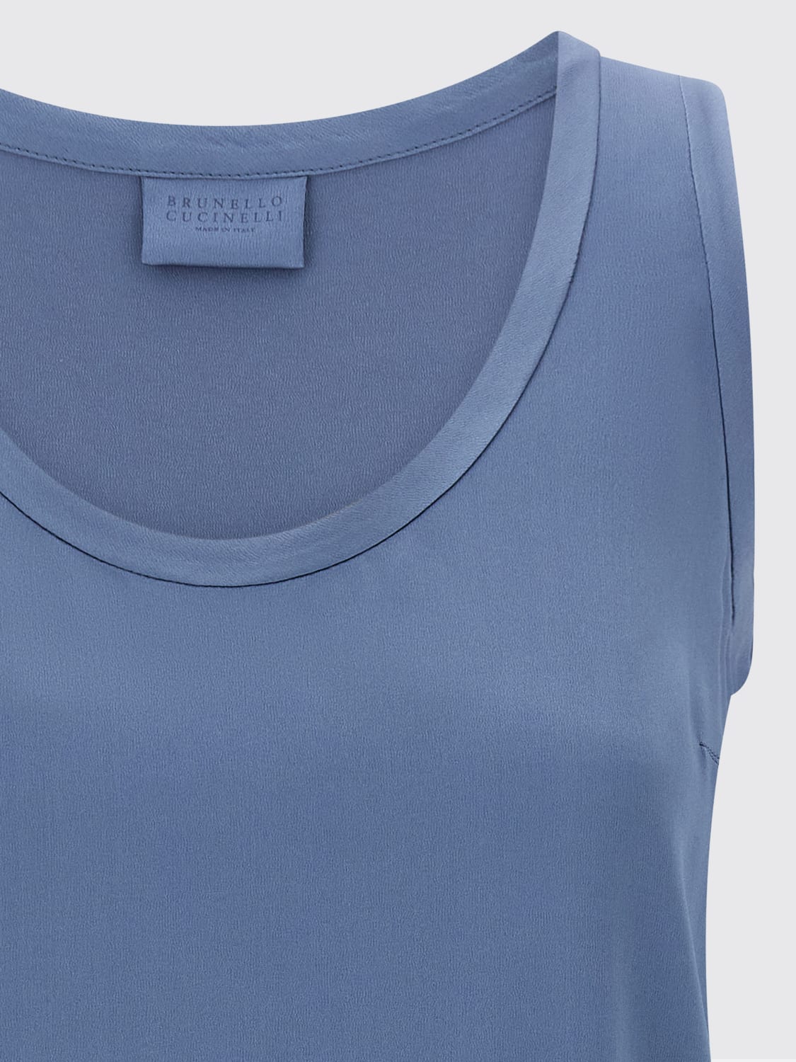 BRUNELLO CUCINELLI TOP: Top Brunello Cucinelli in seta stretch , Blue - Img 3