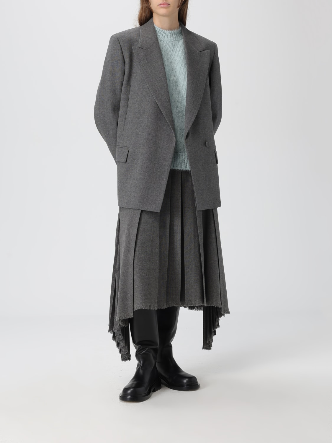JIL SANDER GONNA: Gonna plissettato Jil Sander in lana , Grigio - Img 2