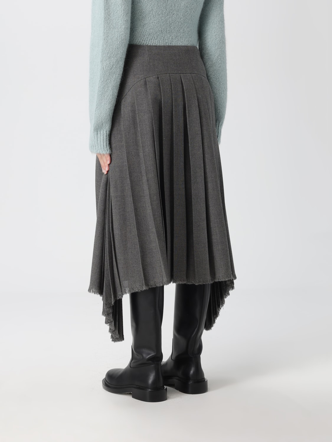 JIL SANDER GONNA: Gonna plissettato Jil Sander in lana , Grigio - Img 3