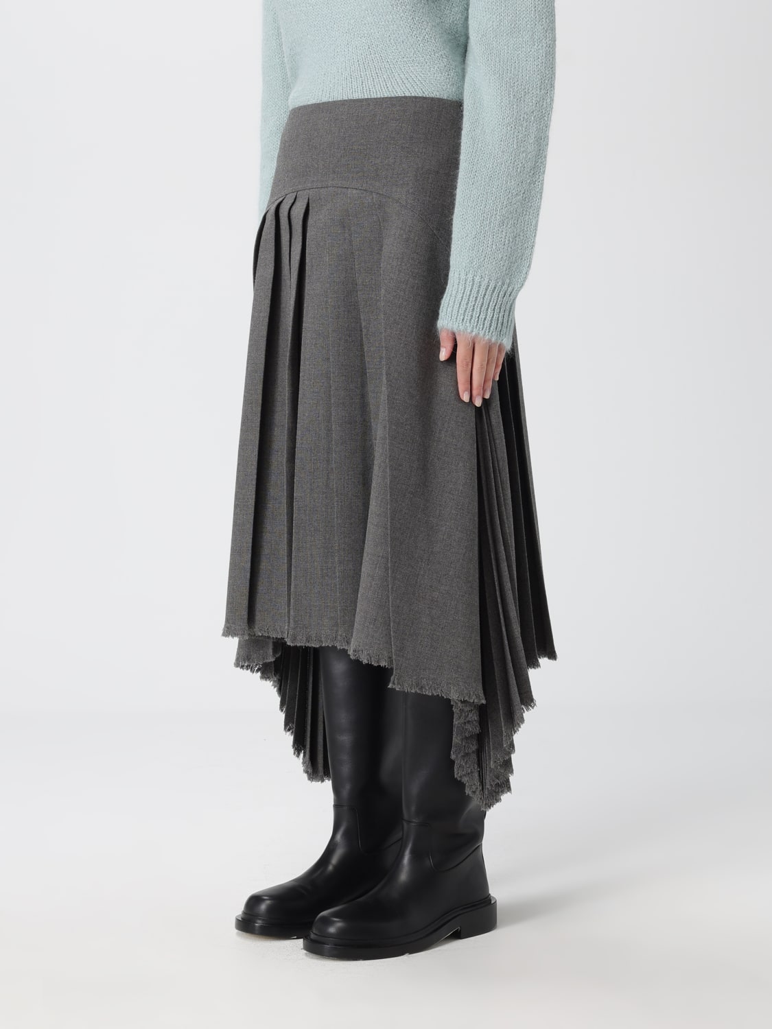 JIL SANDER GONNA: Gonna plissettato Jil Sander in lana , Grigio - Img 4