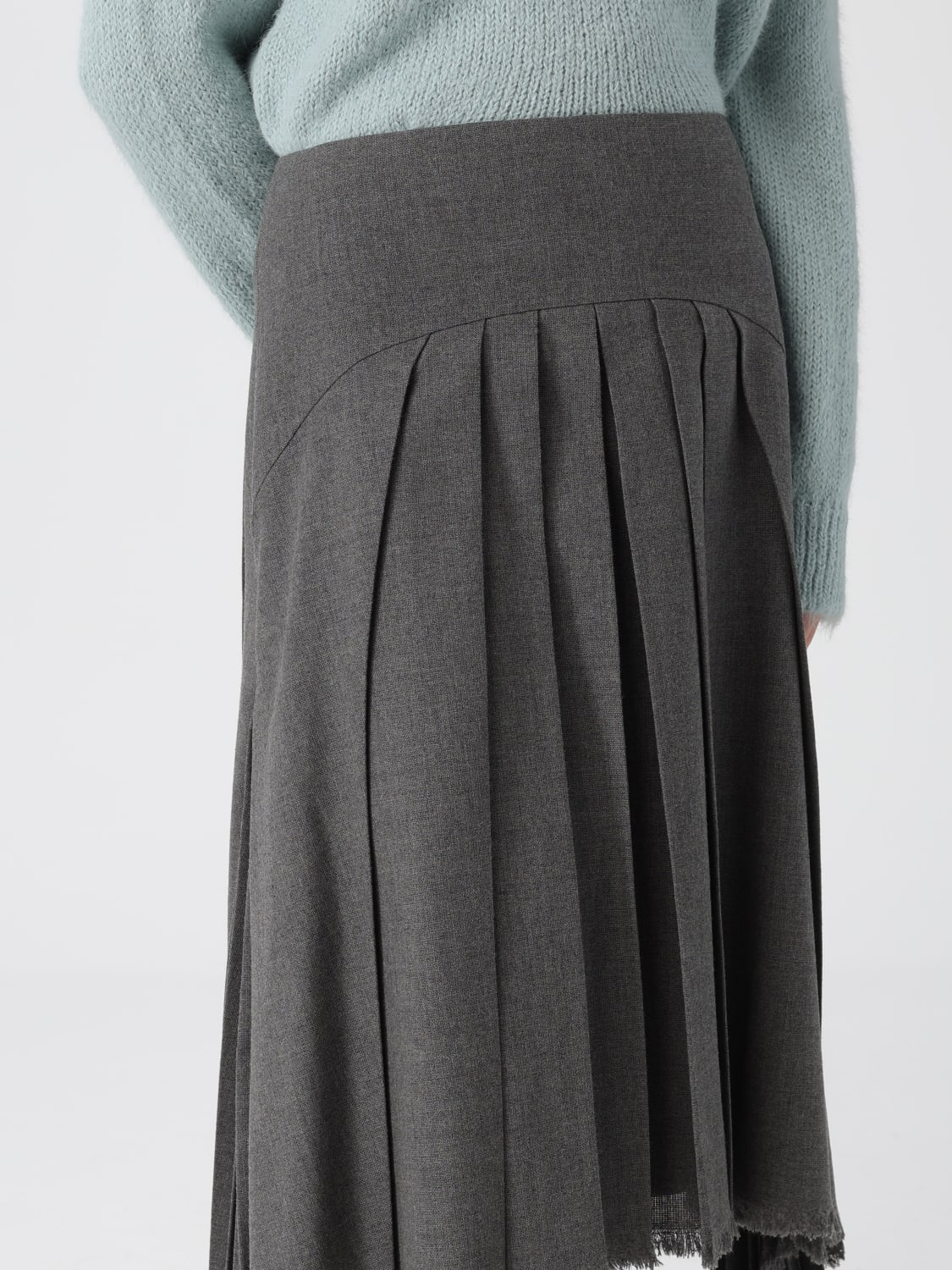 JIL SANDER GONNA: Gonna plissettato Jil Sander in lana , Grigio - Img 5