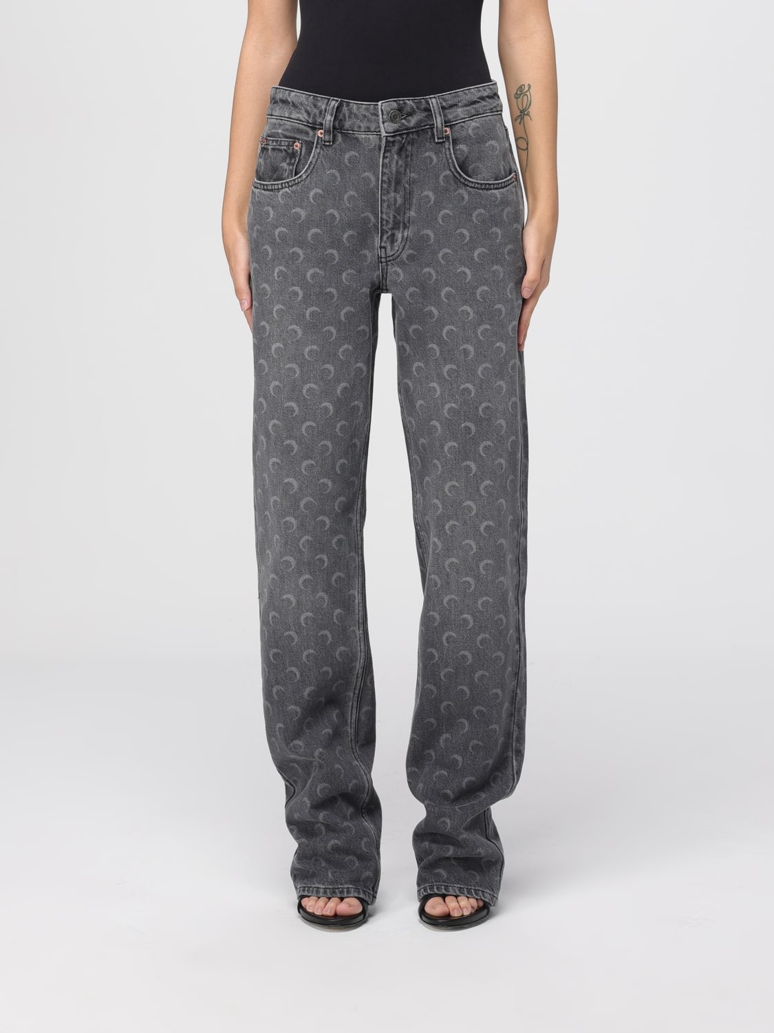 MARINE SERRE VAQUEROS: Vaqueros mujer Marine Serre, Gris - Img 1